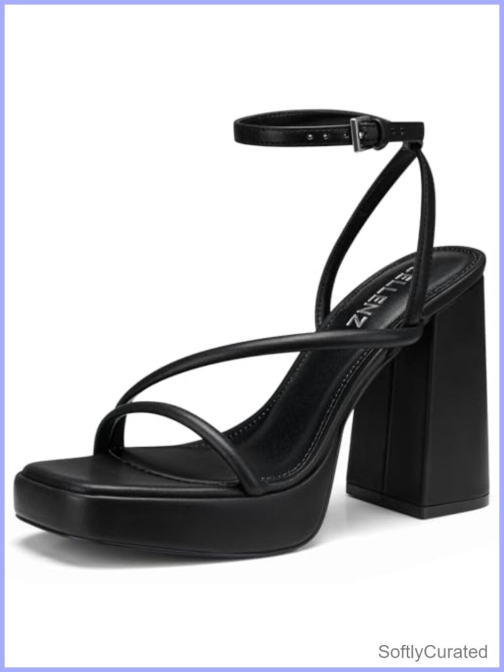 Women's Chunky Block Heel Square Toe Platform Sandals Ankle Strap Heels